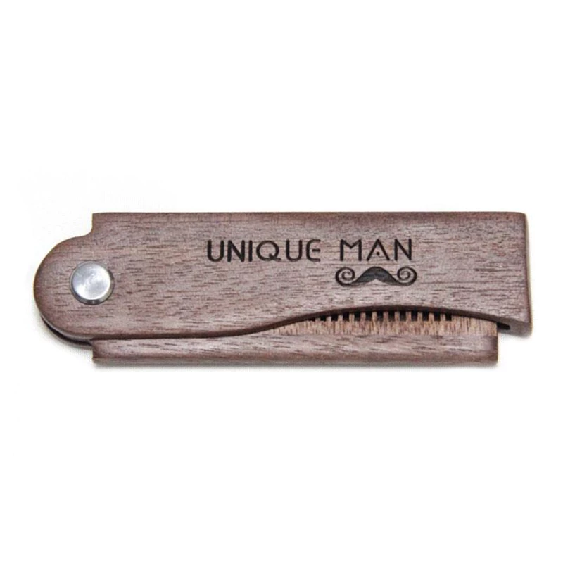 Peigne à barbe pliant en bois